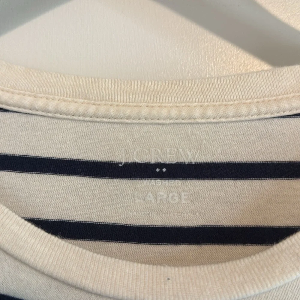 J. Crew Men’s Long Sleeve Striped Tee in Cream and navy